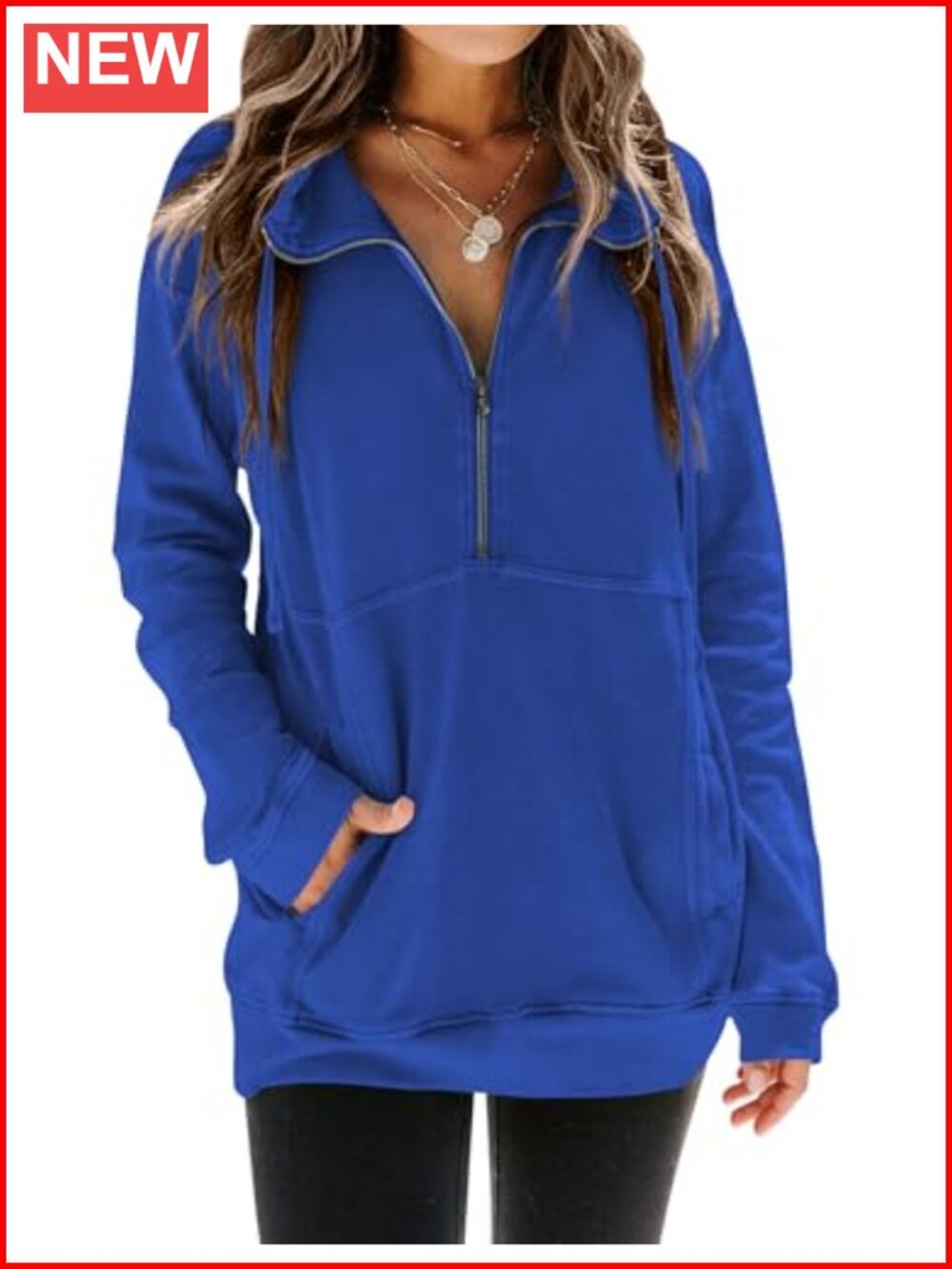Oversized Half Zip Sweatshirt Cozy Fall Winter Pullover for Women